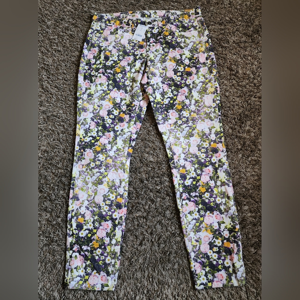 NWT Madewell Multicolor Floral Skinny Cotton Ankle Jeans 30W
